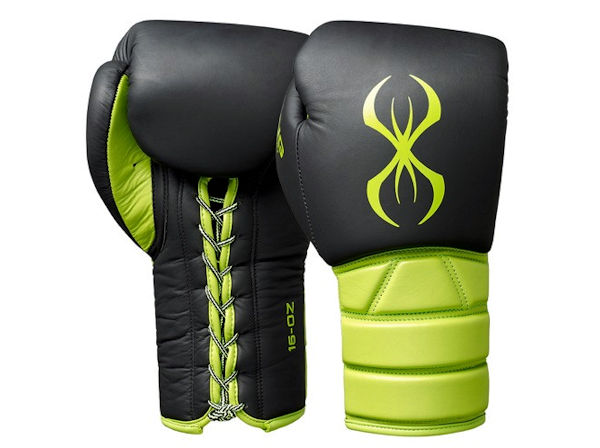 Sting Boxing Predator Leather Sparring Gloves Black Green Laces